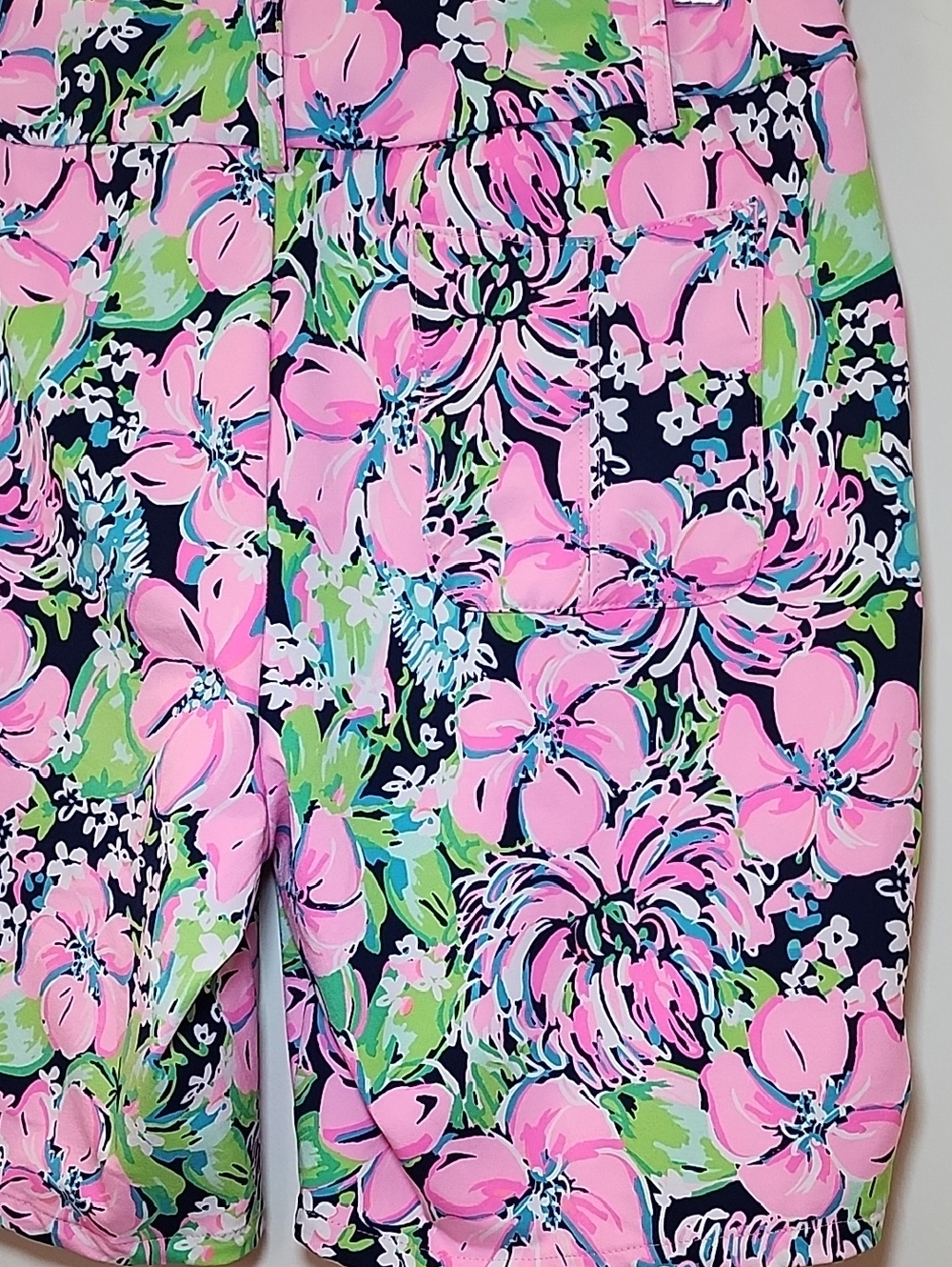 Lilly Pulitzer Luxletic Bettina UPF 50+ Navy Tall Order Bermuda Shorts Size 12 - Picture 13 of 16